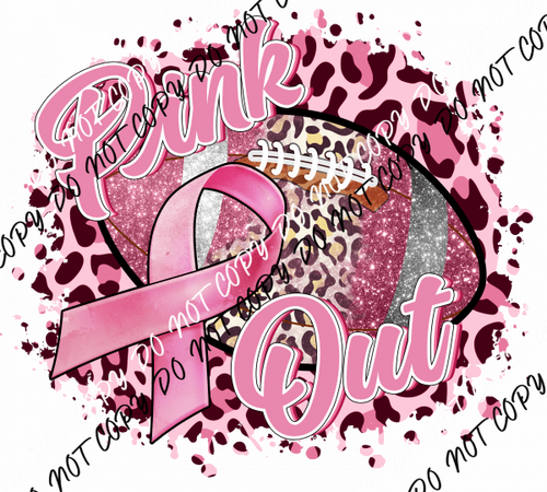 Pink Out Glitter Football DTF Transfer - We Print U Press DTF Transfers