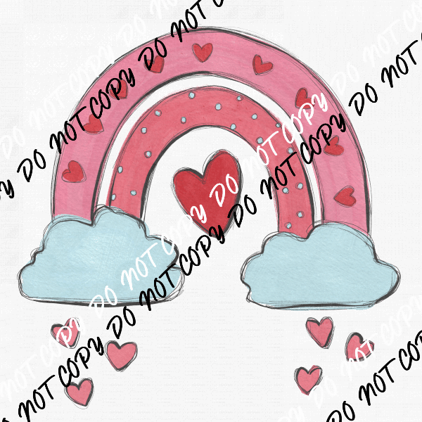 Pink Rainbow Heart Youth DTF Transfer - We Print U Press DTF Transfers