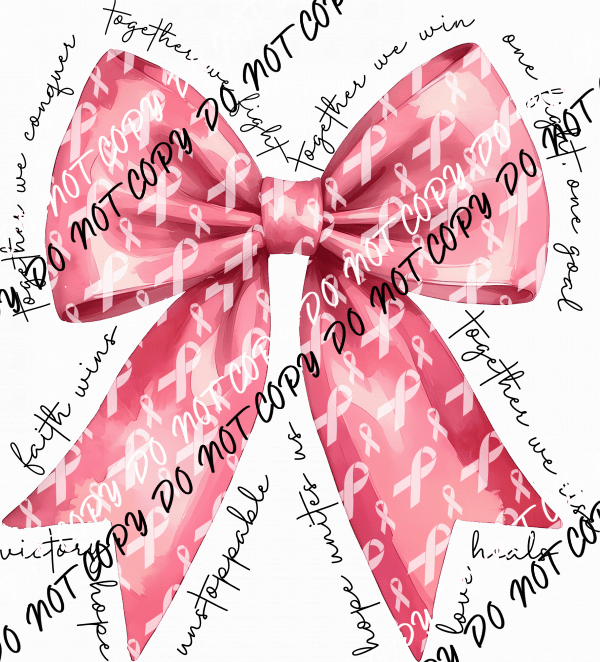 Pink Ribbon Bow DTF Transfer - We Print U Press DTF Transfers