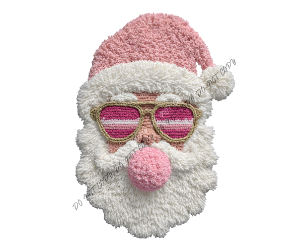 Pink Santa Shades Faux Yarn DTF Transfer RTP DTF Transfers
