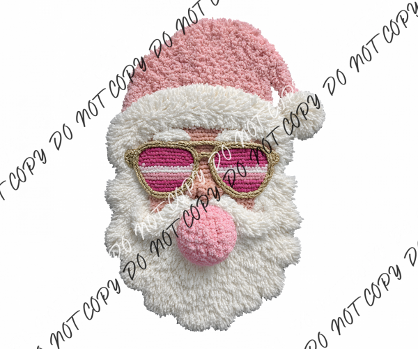 Pink Santa Shades Faux Yarn DTF Transfer RTP DTF Transfers