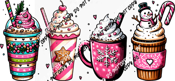 Pink Winter Drinks DTF Transfer - We Print U Press DTF Transfers