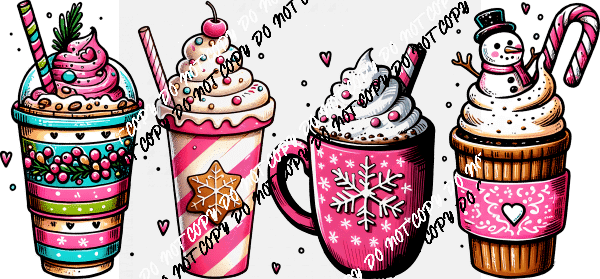 Pink Winter Drinks DTF Transfer - We Print U Press DTF Transfers