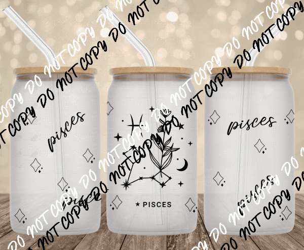 Pisces UV Transfer for 16 oz Glass Can - We Print U Press DTF Transfers
