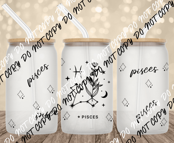 Pisces UV Transfer for 16 oz Glass Can - We Print U Press DTF Transfers