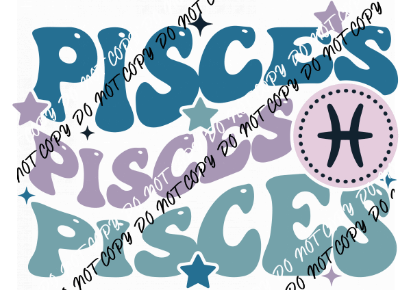 Pisces Zodiac Sign DTF Transfer - We Print U Press DTF Transfers