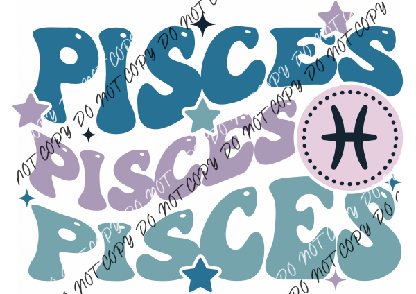 Pisces Zodiac Sign Dtf Transfer