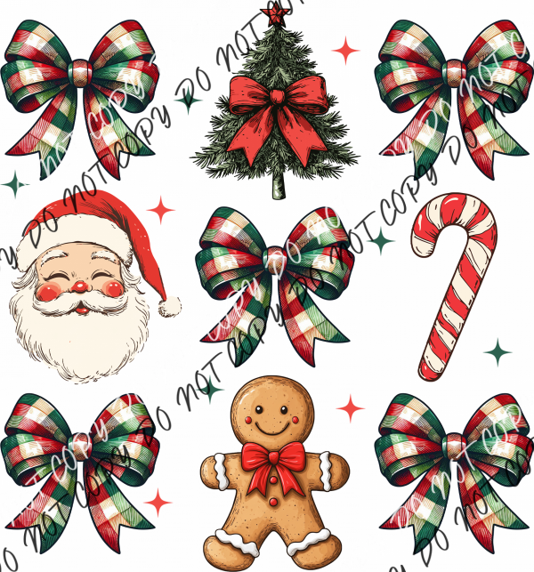 Plaid Coquette Bow Christmas Grid DTF Transfer RTP DTF Transfers