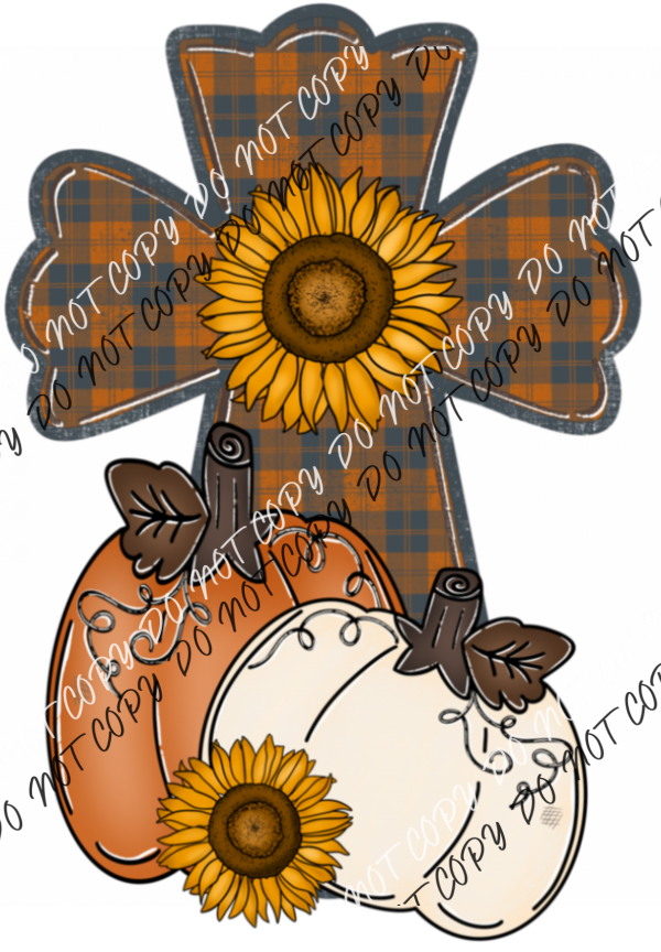 Plaid Fall Cross Pumpkins Sunflowers Dtf Transfer Rtp Transfers