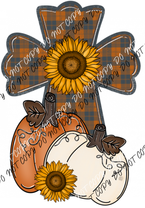 Plaid Fall Cross Pumpkins Sunflowers Dtf Transfer Rtp Transfers