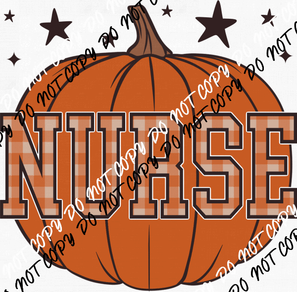 Plaid Nurse Pumpkin DTF Transfer - We Print U Press DTF Transfers