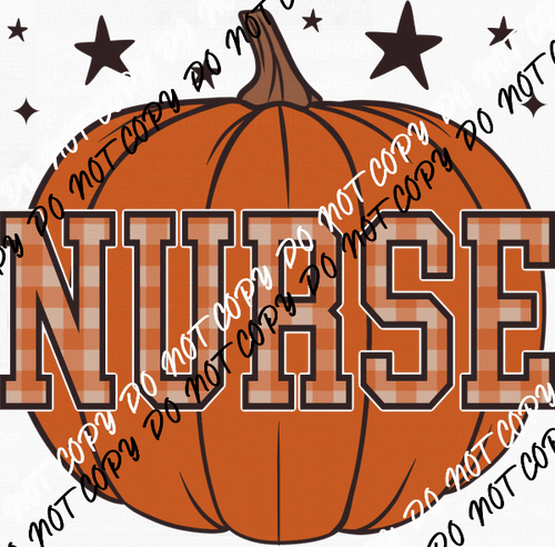 Plaid Nurse Pumpkin DTF Transfer - We Print U Press DTF Transfers