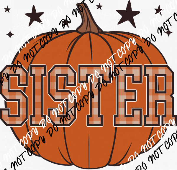 Plaid Sister Pumpkin DTF Transfer - We Print U Press DTF Transfers