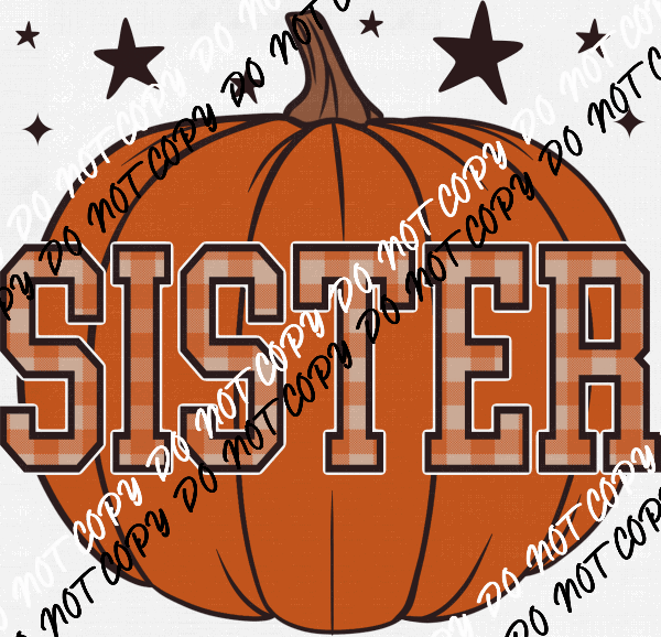Plaid Sister Pumpkin DTF Transfer - We Print U Press DTF Transfers
