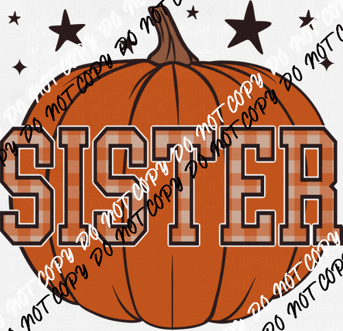 Plaid Sister Pumpkin DTF Transfer - We Print U Press DTF Transfers