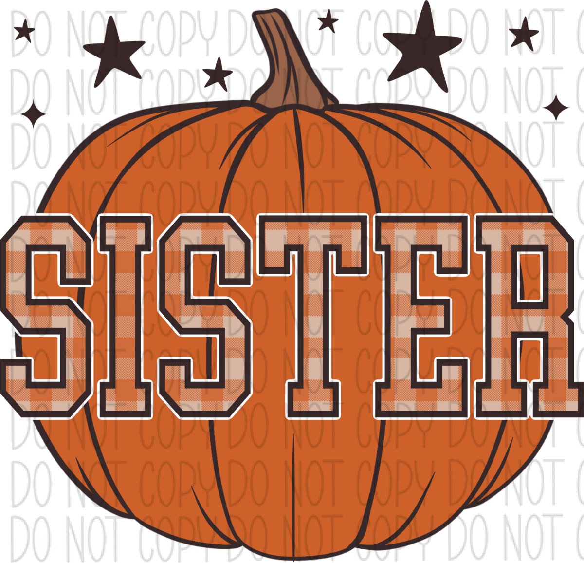 Plaid Sister Pumpkin Dtf Transfer Rtp Transfers