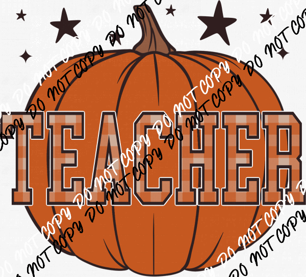 Plaid Teacher Pumpkin DTF Transfer - We Print U Press DTF Transfers