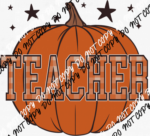 Plaid Teacher Pumpkin DTF Transfer - We Print U Press DTF Transfers