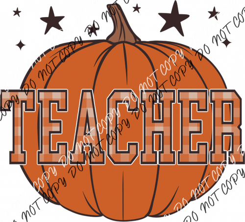 Plaid Teacher Pumpkin Dtf Transfer Rtp Transfers