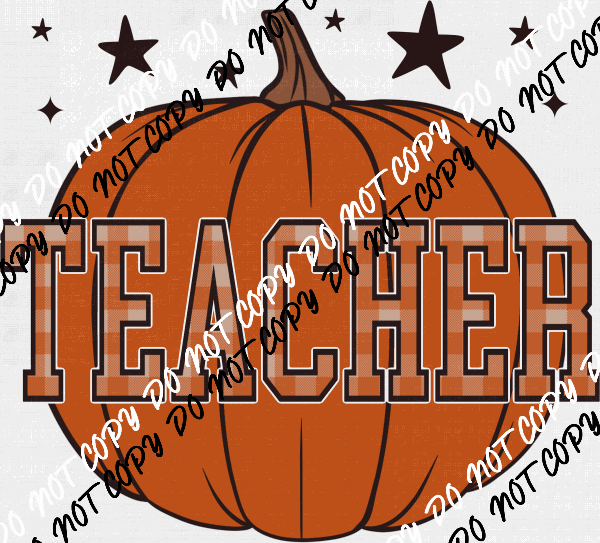 Plaid Teacher Pumpkin DTF Transfer - We Print U Press DTF Transfers