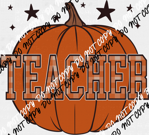 Plaid Teacher Pumpkin DTF Transfer - We Print U Press DTF Transfers
