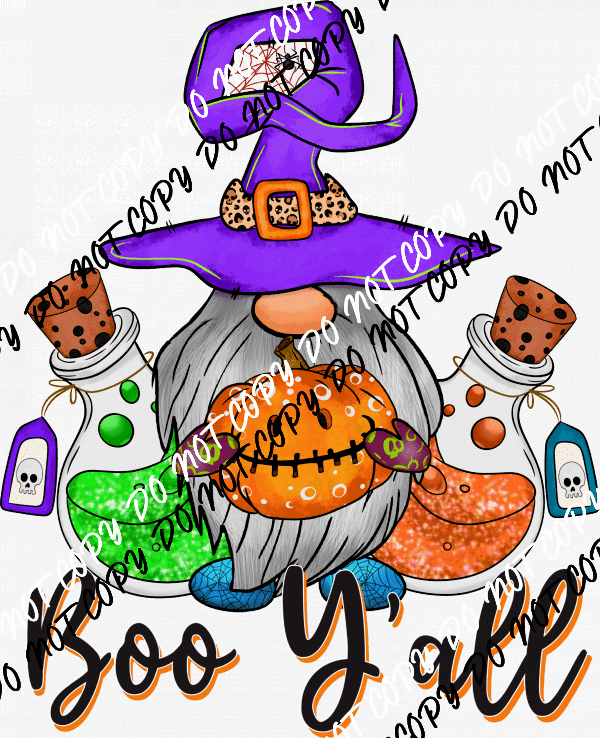 Potion Gnome Boo Yall DTF Transfer - We Print U Press DTF Transfers