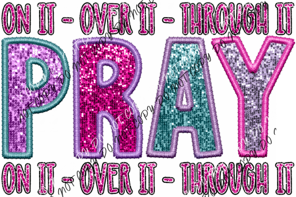 Pray Colorful Faux Sequin And Embroidery Dtf Transfer Rtp Transfers