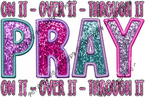 Pray Colorful Faux Sequin And Embroidery Dtf Transfer Rtp Transfers