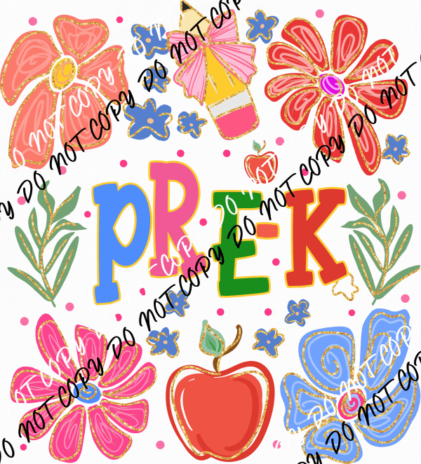 Pre - K Colorful Doodles DTF Transfer - We Print U Press DTF Transfers
