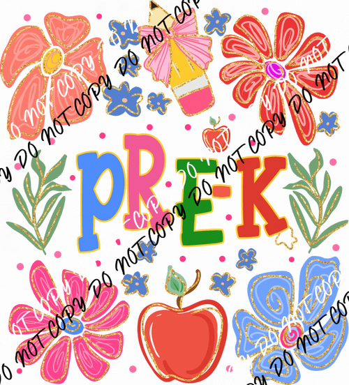 Pre - K Colorful Doodles DTF Transfer - We Print U Press DTF Transfers