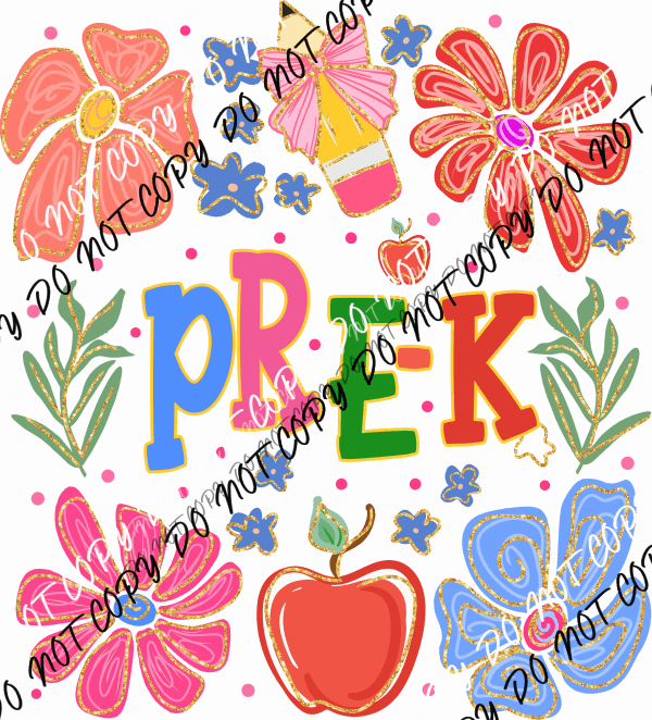 Pre - K Colorful Doodles DTF Transfer - We Print U Press DTF Transfers