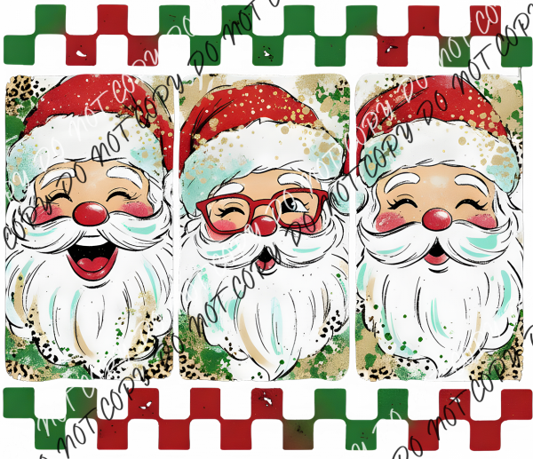 Preppy Brushstroke Christmas Santa DTF Transfer RTP DTF Transfers
