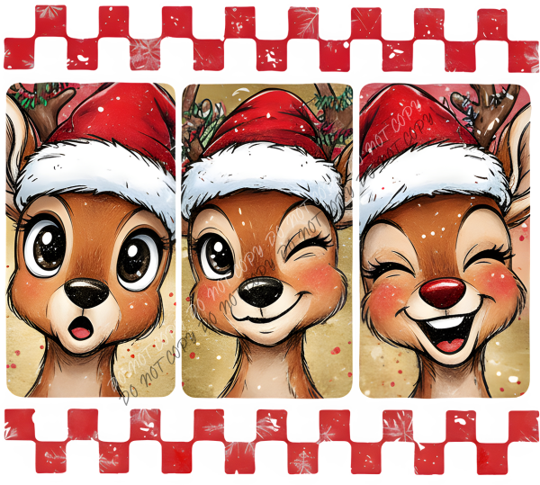 Preppy Reindeer Christmas Brushstroke DTF Transfer RTP DTF Transfers