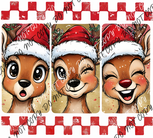 Preppy Reindeer Christmas Brushstroke DTF Transfer RTP DTF Transfers