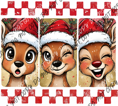 Preppy Reindeer Christmas Brushstroke DTF Transfer RTP DTF Transfers