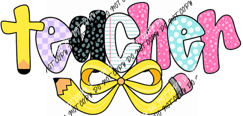 Preppy Teacher Pencil Bow DTF Transfer - We Print U Press DTF Transfers