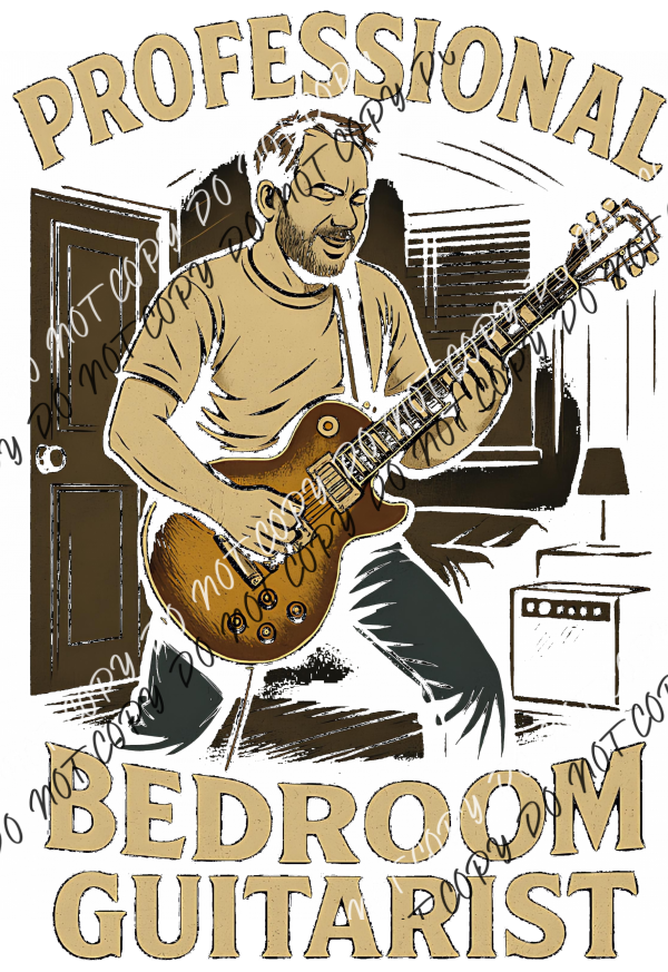 Professional Bedroom Guitarist for BLACK Shirts DTF Transfer RTP DTF Transfers