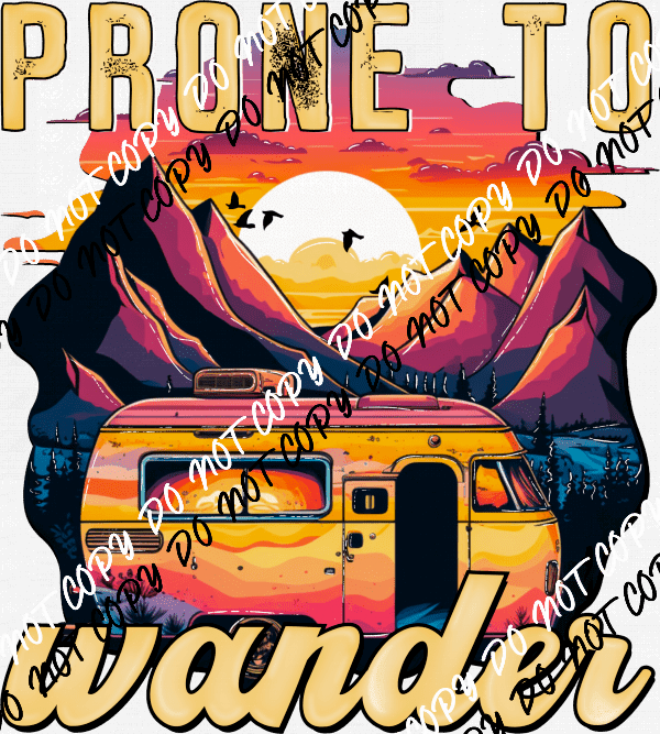 Prone to Wander Van Sunset DTF Transfer - We Print U Press DTF Transfers