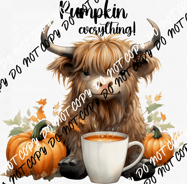 Pumpkin Everything Highland Cow DTF Transfer - We Print U Press DTF Transfers