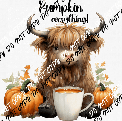 Pumpkin Everything Highland Cow DTF Transfer - We Print U Press DTF Transfers