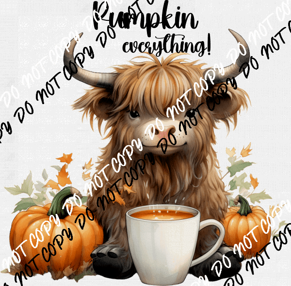 Pumpkin Everything Highland Cow DTF Transfer - We Print U Press DTF Transfers