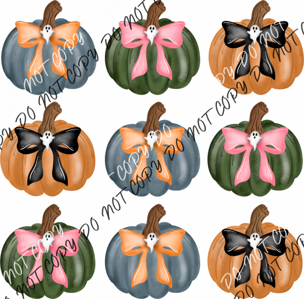 Pumpkin Ghost Bow Grid Dtf Transfer Rtp Transfers