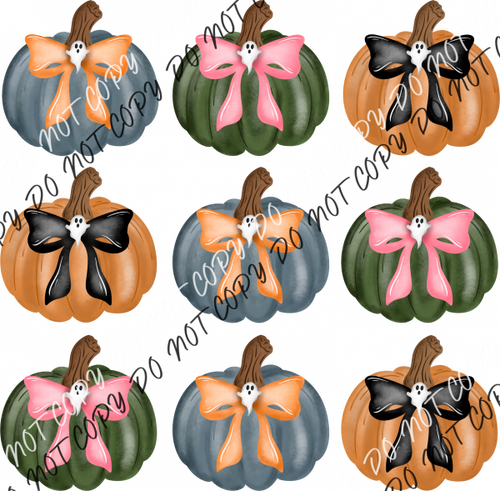 Pumpkin Ghost Bow Grid Dtf Transfer Rtp Transfers