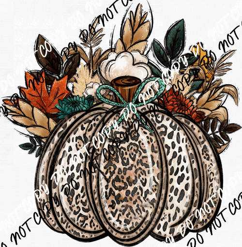 Pumpkin Leopard with Flowers DTF Transfer - We Print U Press DTF Transfers