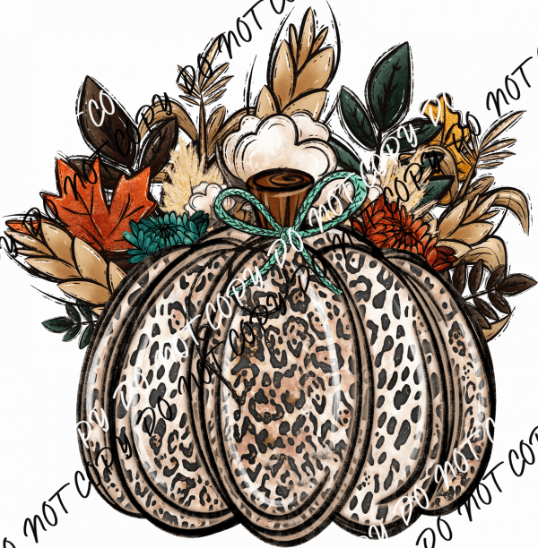 Pumpkin Leopard with Flowers DTF Transfer - We Print U Press DTF Transfers