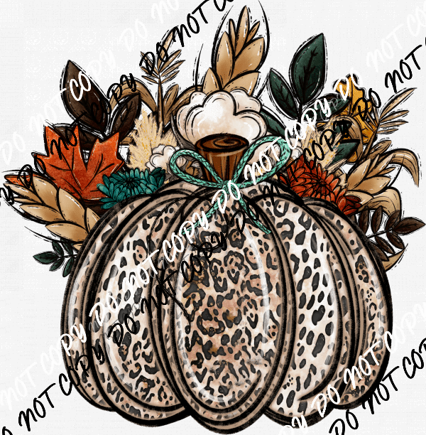 Pumpkin Leopard with Flowers DTF Transfer - We Print U Press DTF Transfers