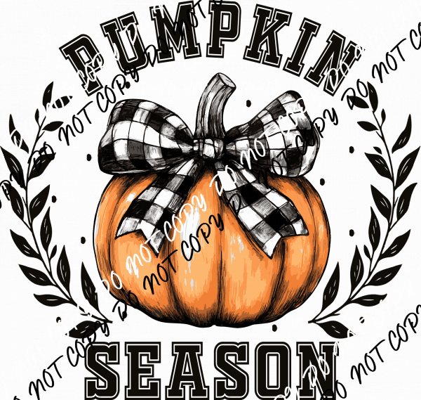 Pumpkin Season Gingham Bow DTF Transfer - We Print U Press DTF Transfers