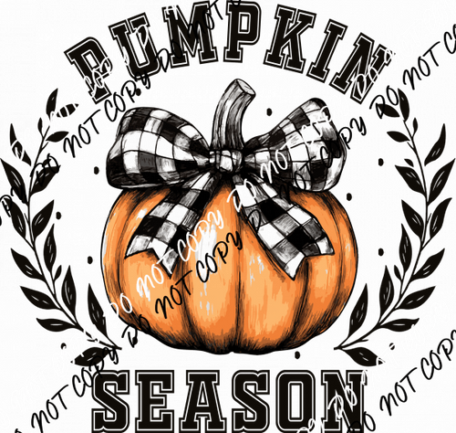 Pumpkin Season Gingham Bow DTF Transfer - We Print U Press DTF Transfers
