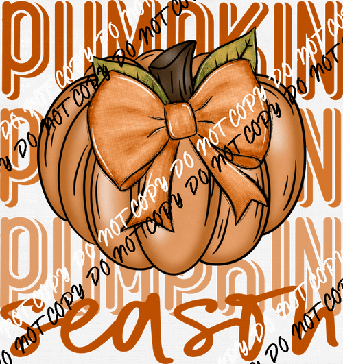 Pumpkin Season Stacked with Bow DTF Transfer - We Print U Press DTF Transfers