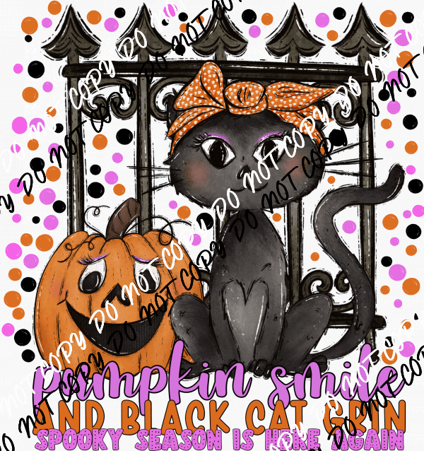 Pumpkin Smile and Black Cat Grin DTF Transfer - We Print U Press DTF Transfers